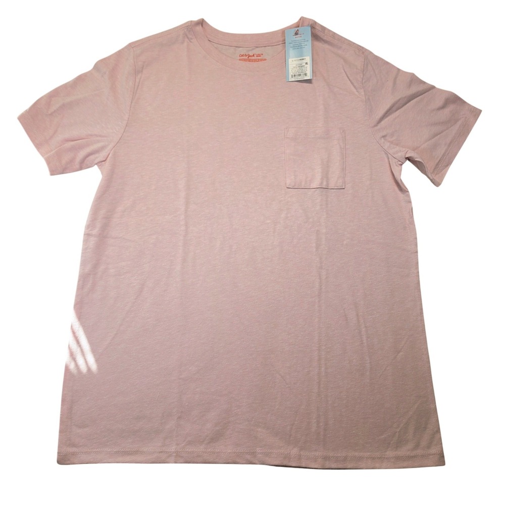 Cat & Jack Kids Husky L 10/12 Short Sleeve Pocket T-Shirt Pastel Pink Crewneck